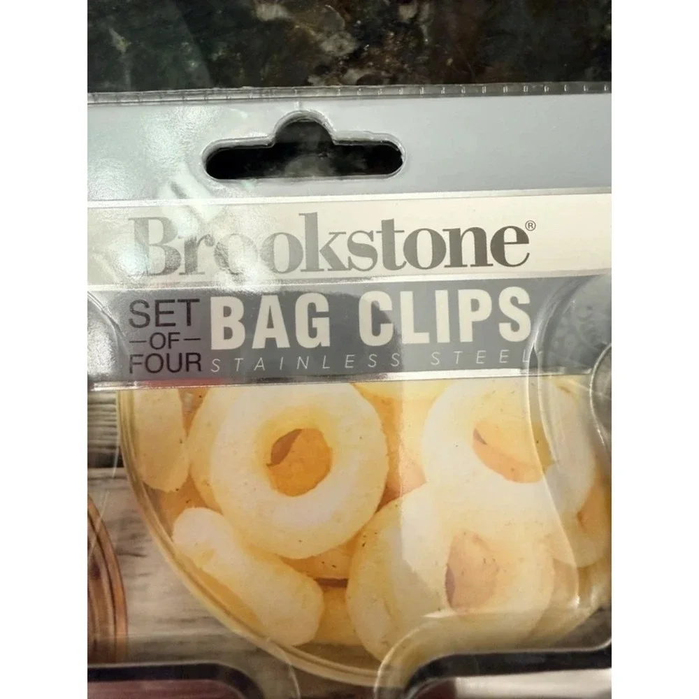 Brookstone Stainless Steel Bag Clips Set of 4 Silver Heavy Duty Kitchen Pantry